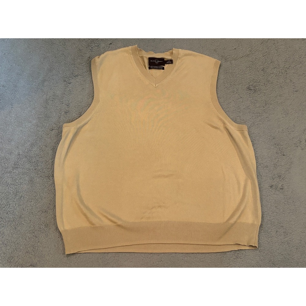 Black Brown 1826 Mens Tan 100% Supima Cotton V-Neck Sweater Vest Size Large